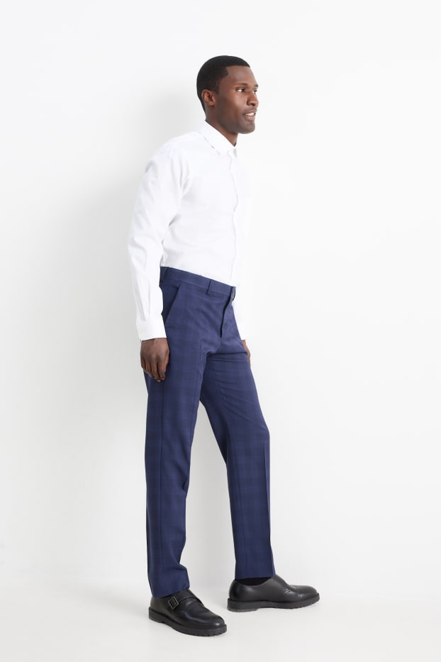 Bărbați - Pantaloni modulari - regular fit - Flex - în carouri - albastru închis