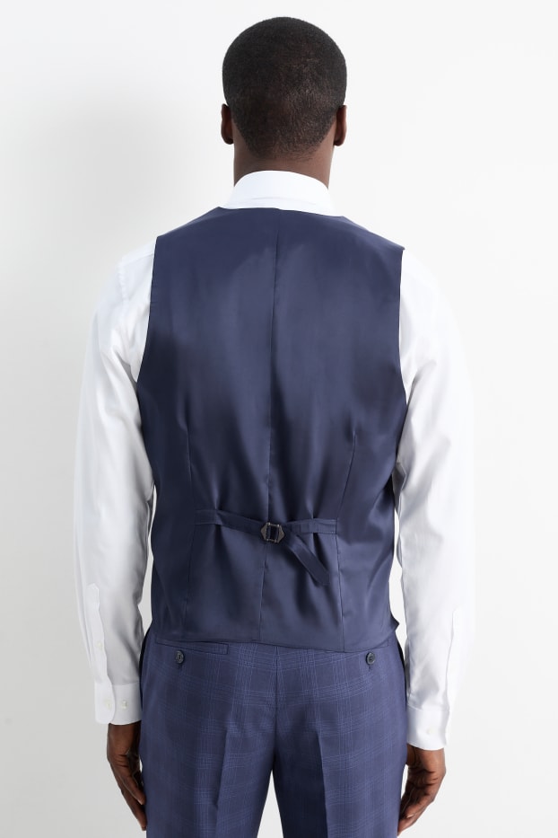 Heren - Gilet uit het combi-systeem - regular fit - Flex - geruit - donkerblauw