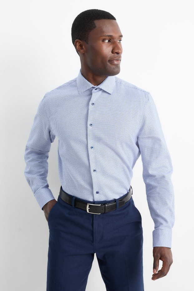 Herren - Businesshemd - Regular Fit - Cutaway - bügelfrei  - blau