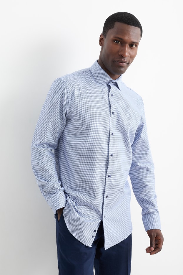 Herren - Businesshemd - Regular Fit - Cutaway - bügelfrei  - blau