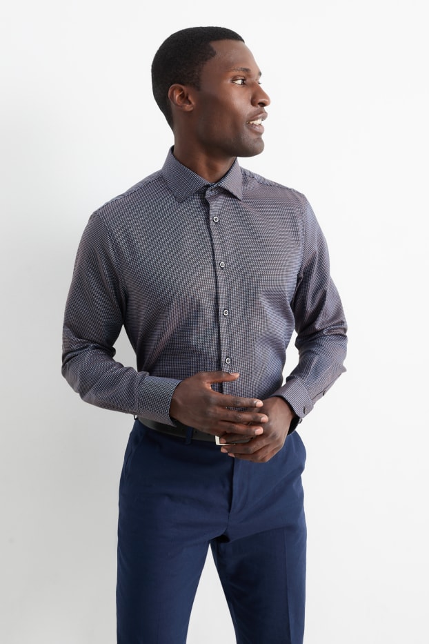 Herren - Businesshemd - Regular Fit - Cutaway - bügelfrei  - dunkelblau