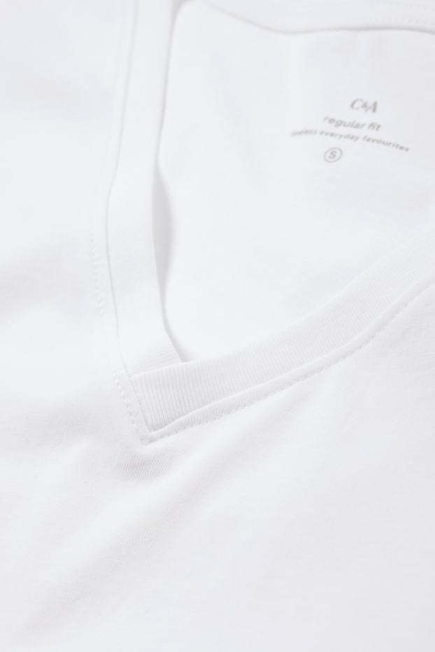 Damen - T-Shirt mit V-Ausschnitt - Regular Fit - weiß