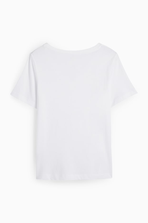 Damen - T-Shirt mit V-Ausschnitt - Regular Fit - weiß