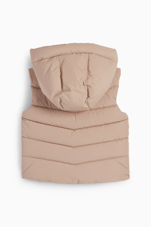 Kinder Buben - Steppweste mit Kapuze - wasserabweisend - beige
