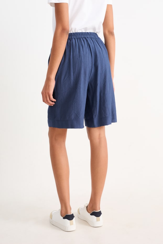 Dámské - Bermudy - high waist - tmavomodrá