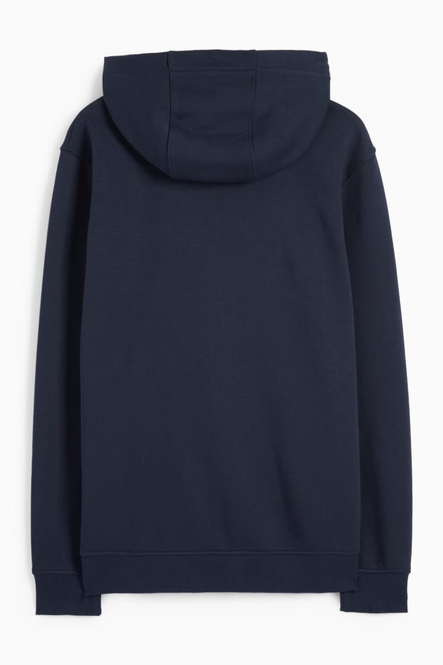 Hommes - Sweat zippé en molleton à capuche - bleu foncé