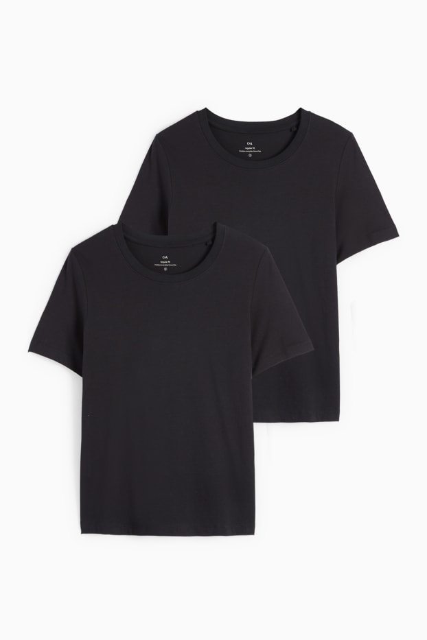 Dames - Set van 2 - T-shirt - zwart