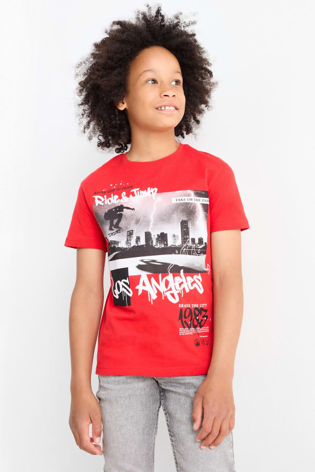 Kinder Jungen - Skater - Kurzarmshirt - rot