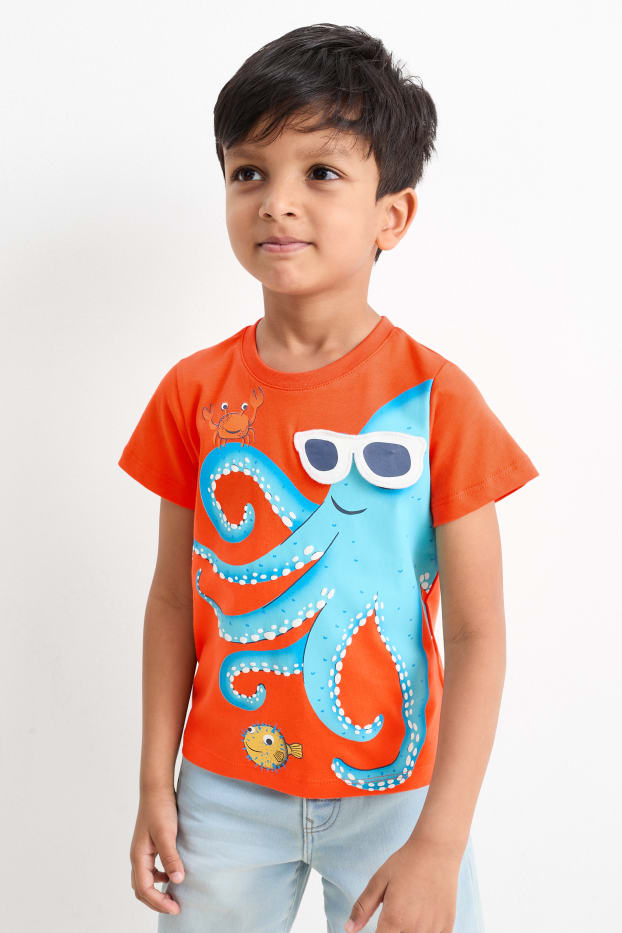 Children Boys - Multipack of 2 - sea creatures - short sleeve T-shirt - white / orange