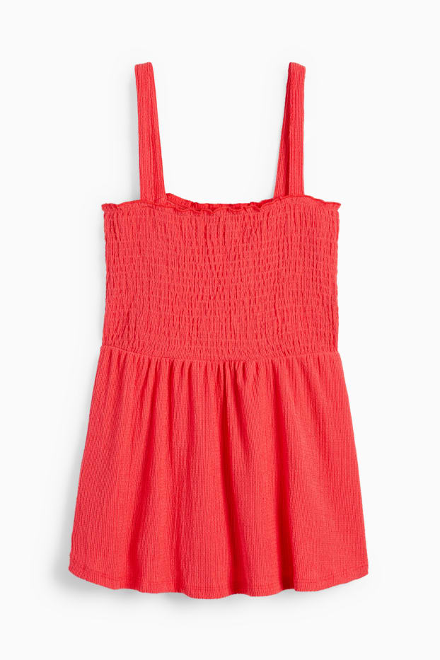 Dona - Samarreta sense mànigues - de punt de niu d'abella - vermell