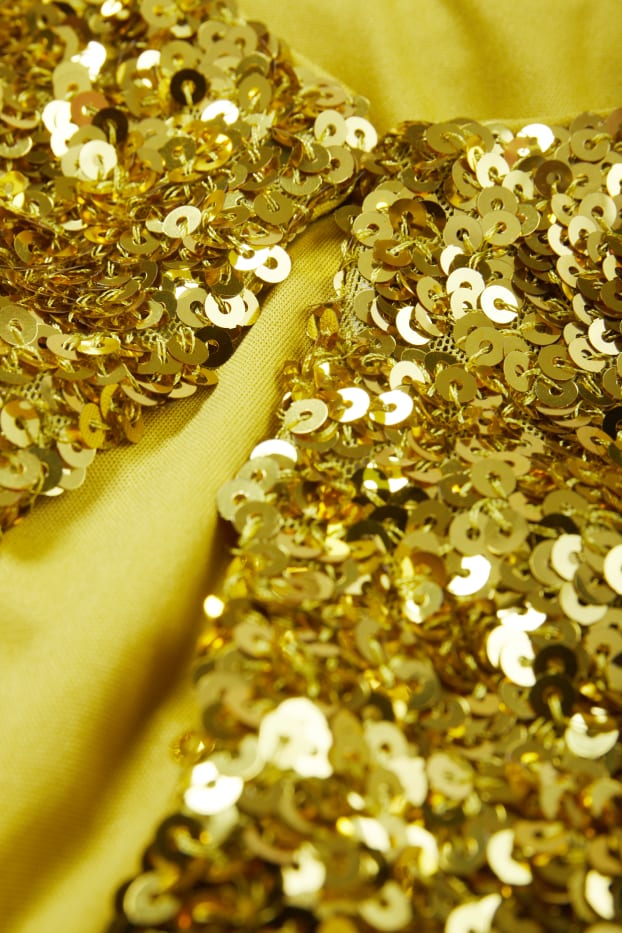 Femmes - Chemisier en sequins court - 2-en-1 - jaune