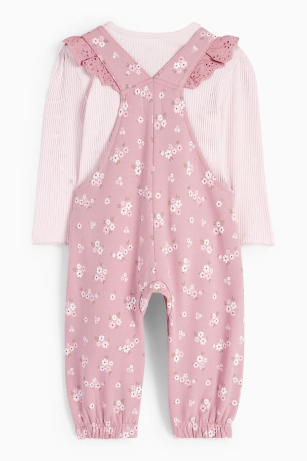 Bébés filles - Petites fleurs - tenue pour bébé - 2 pièces - rose foncé