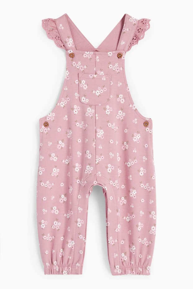 Bébés filles - Petites fleurs - tenue pour bébé - 2 pièces - rose foncé