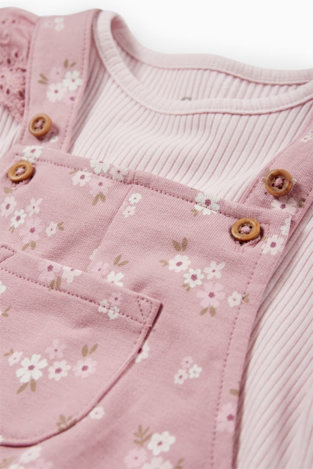 Bébés filles - Petites fleurs - tenue pour bébé - 2 pièces - rose foncé