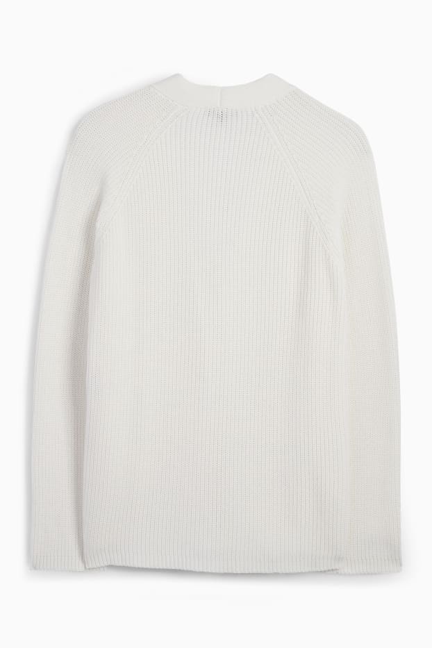 Damen - Strickjacke - gerippt - cremeweiß