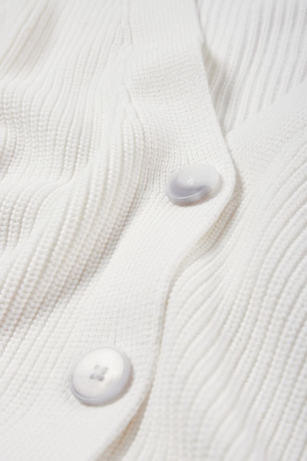Damen - Strickjacke - gerippt - cremeweiß