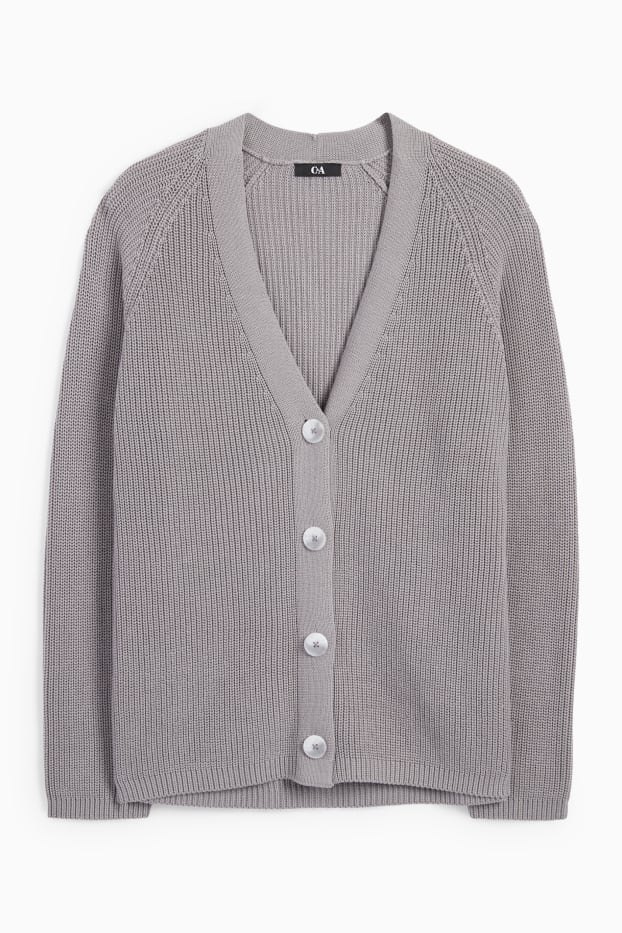 Femmes - Gilet en maille - côtelé - gris