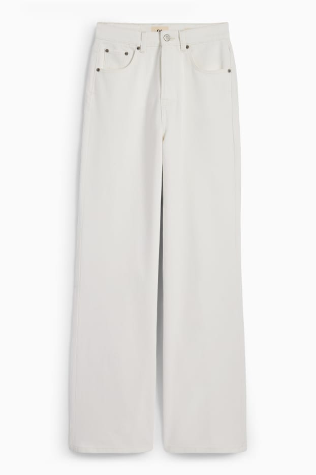 Dames - Wide leg jeans - high waist - crème wit