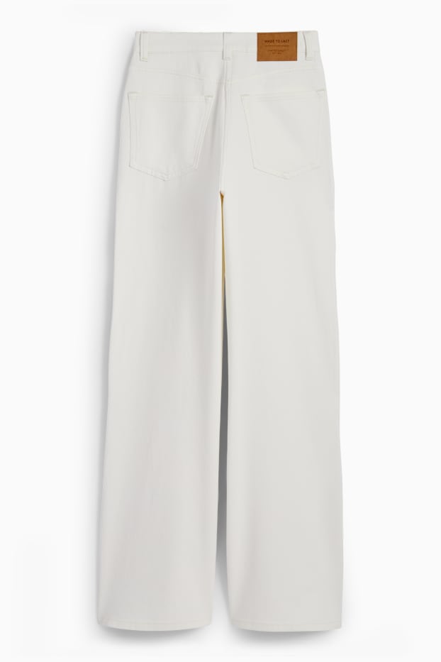 Dames - Wide leg jeans - high waist - crème wit