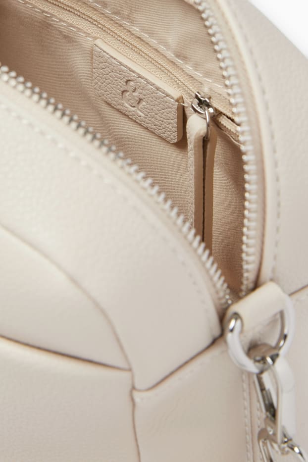 Dames - Schoudertas met afneembare draagriem - imitatieleer - beige