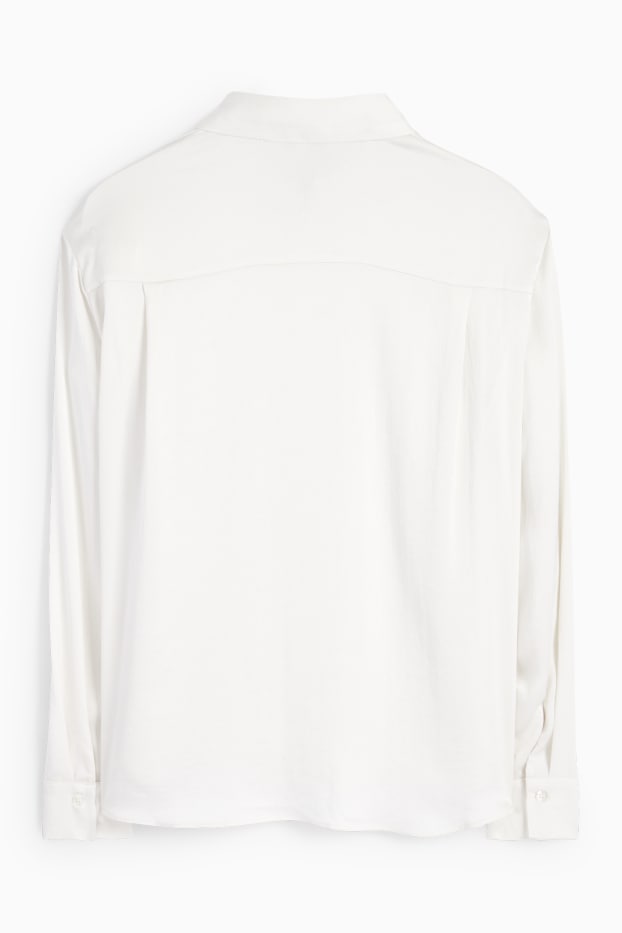 Dames - Satijnen blouse - crème wit