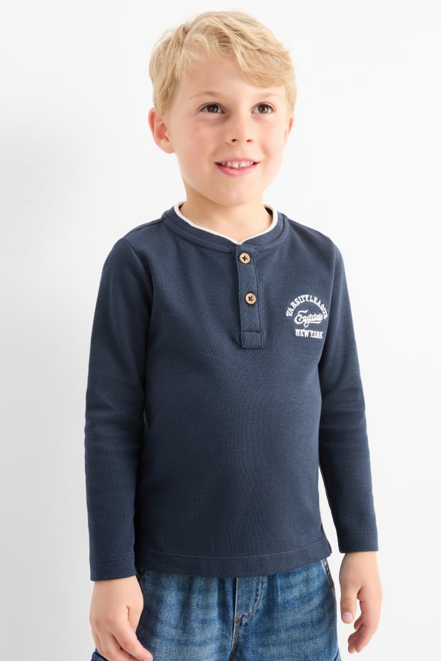 Bambini - Maglia a maniche lunghe - tramata - blu scuro