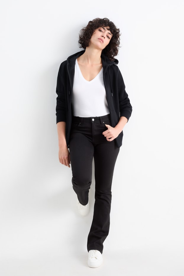 Damen - Bootcut Jeans - Mid Waist - LYCRA® - schwarz