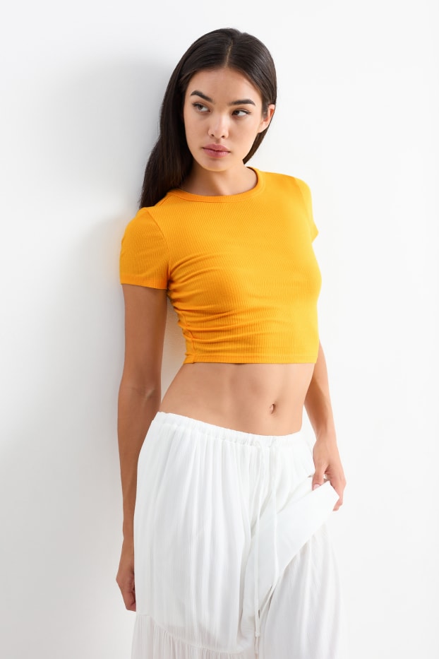 Dames - Kort T-shirt - donker oranje