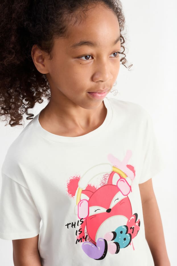 Kinder Mädchen - Squishmallows - Kurzarmshirt - cremeweiss