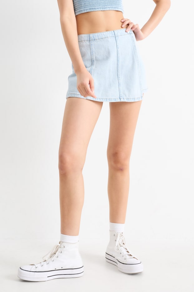 Damen - Jeans-Skort - helljeansblau