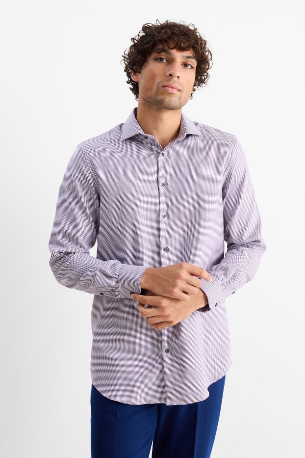 Herren - Businesshemd - Regular Fit - Cutaway - bügelfrei  - lila