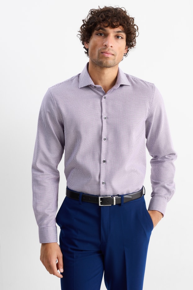 Herren - Businesshemd - Regular Fit - Cutaway - bügelfrei  - lila