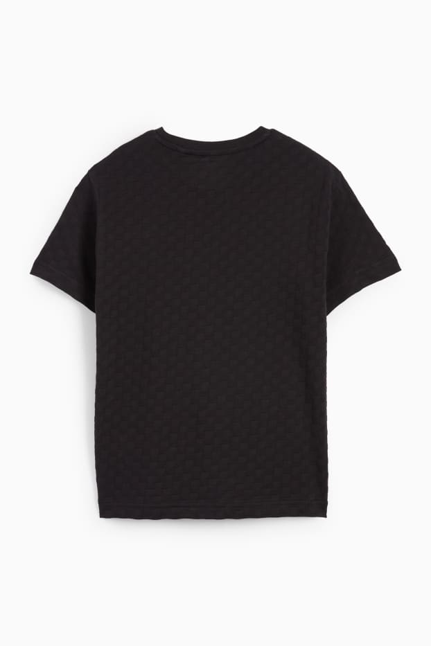 Kinder Jungen - Skater - Kurzarmshirt - strukturiert - schwarz