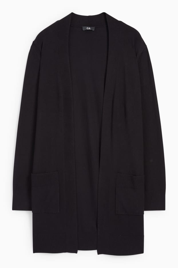 Damen - Lange Strickjacke - schwarz