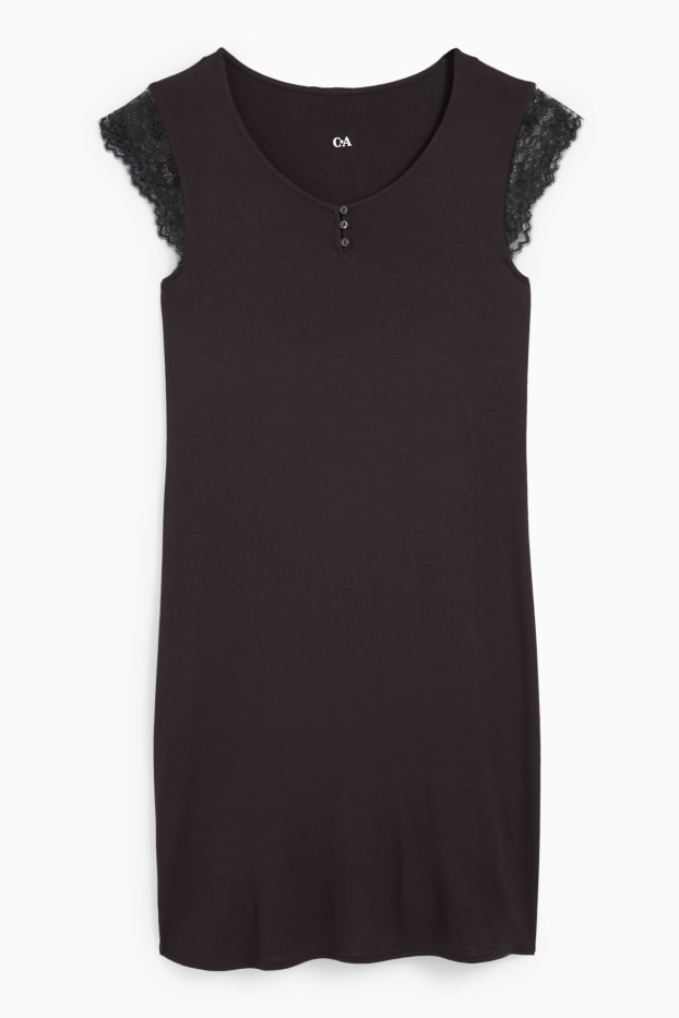 Femmes - Chemise de nuit en viscose - noir