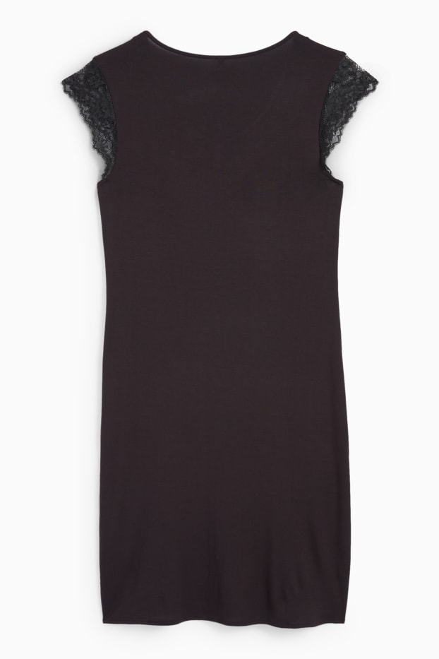 Femmes - Chemise de nuit en viscose - noir