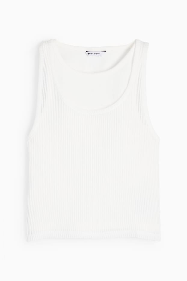 Women - Cropped top - 2-in-1 look - white
