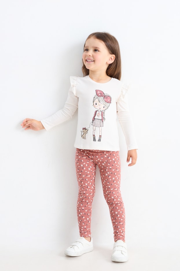 Kinder Mädchen - Multipack 5er - Herbst - Leggings - braun / rosa