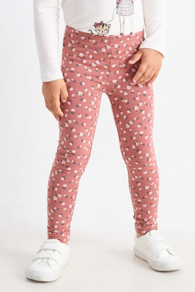 Kinder Mädchen - Multipack 5er - Herbst - Leggings - braun / rosa