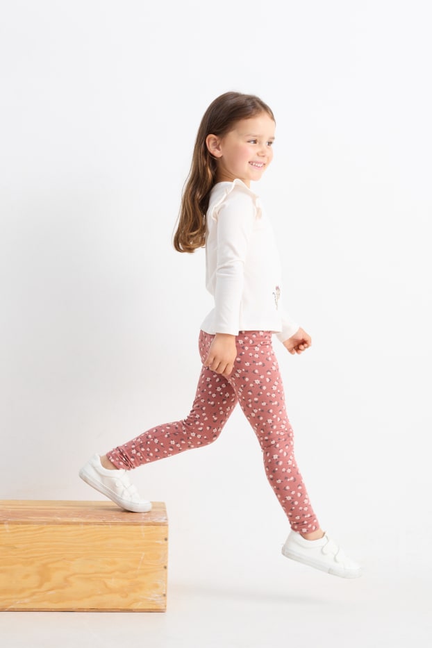 Kinder Mädchen - Multipack 5er - Herbst - Leggings - braun / rosa
