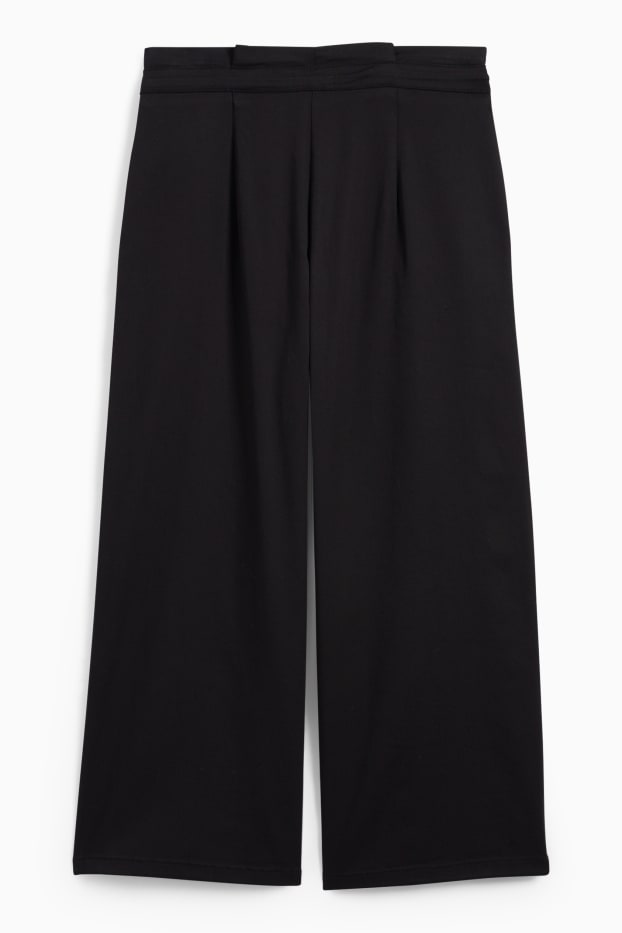 Damen - Stoffhose - High Waist - Wide Leg - schwarz