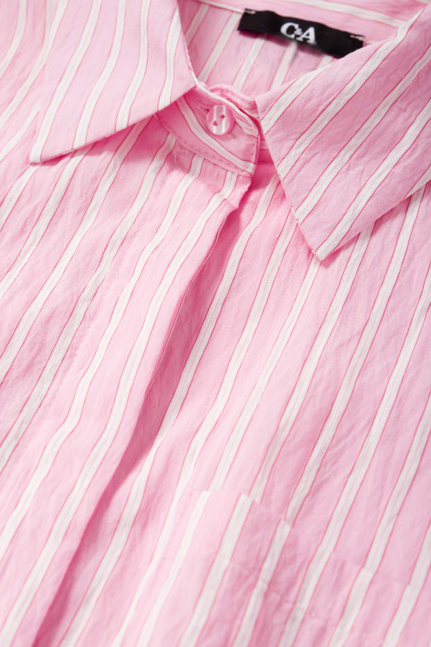 Damen - Blusenkleid - gestreift - rosa