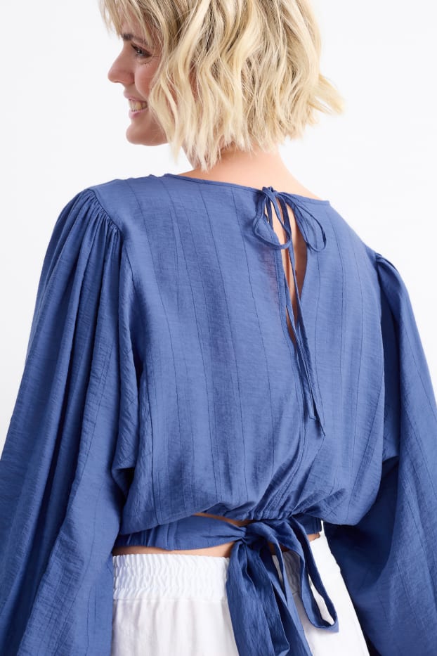Donna - Blusa con nodo - blu