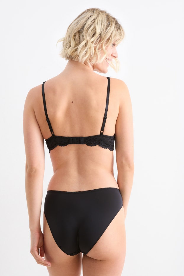 Dames - BH met beugels - PLUNGE - voorgevormd - zwart