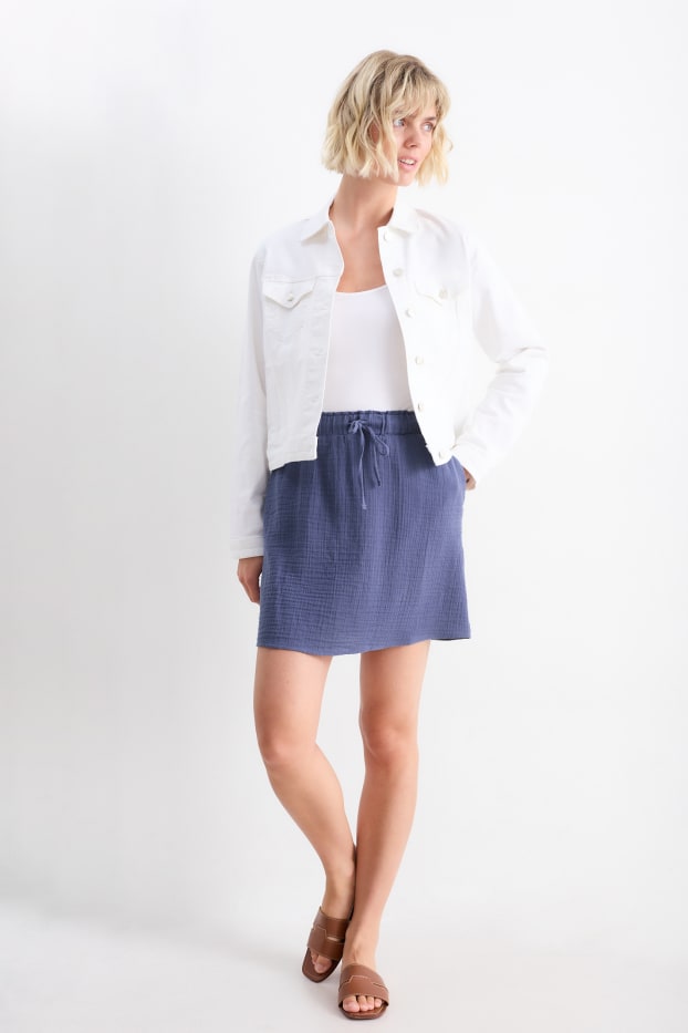 Dames - Rok van mousseline - donkerblauw