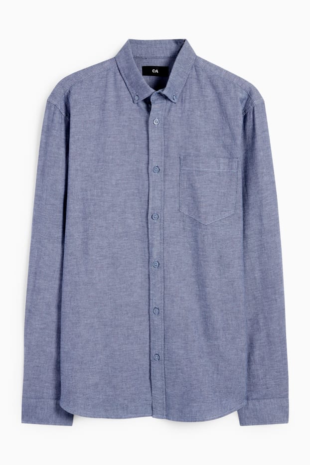 Herren - Hemd - Regular Fit - Button-down - dunkelblau