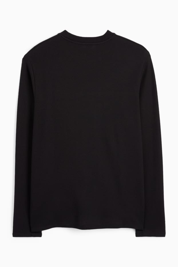 Heren - Longsleeve - met structuur - zwart