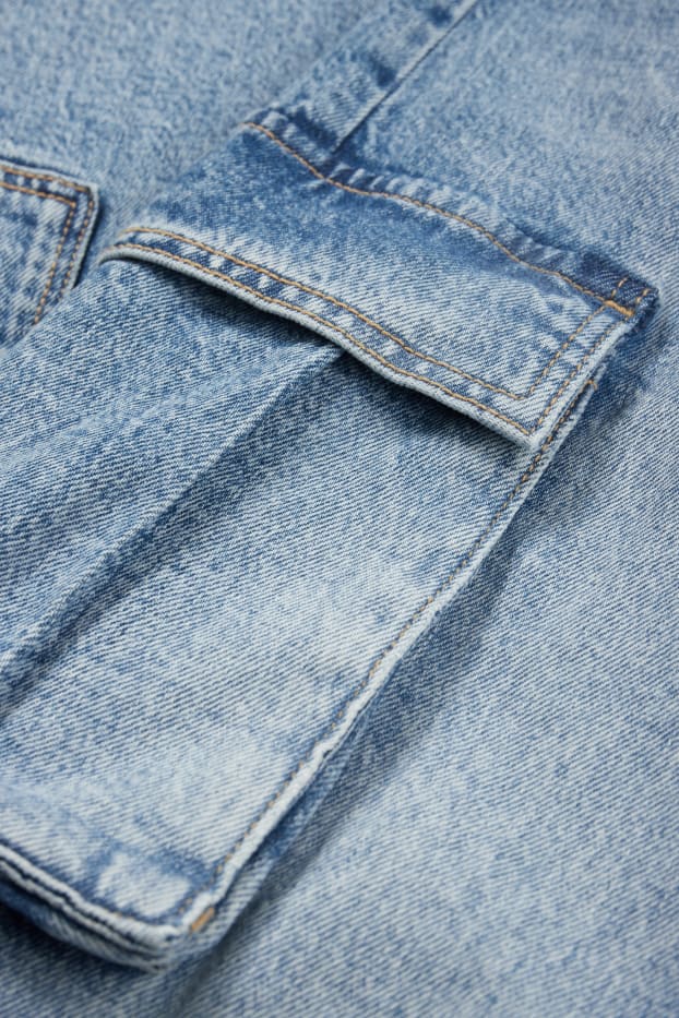 Kinderen: meisjes - Wide leg cargojeans - jeansblauw