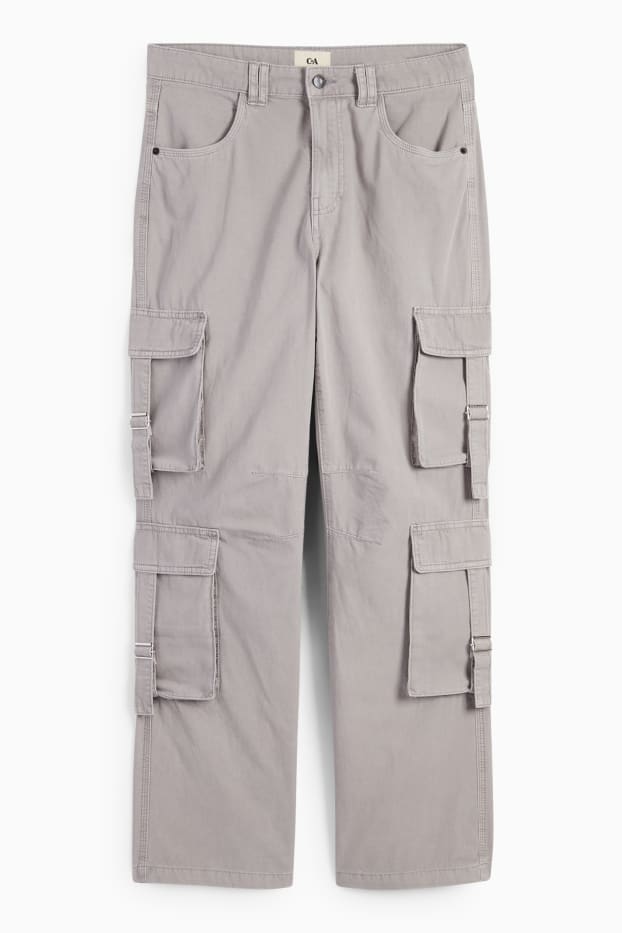Femmes - Pantalon cargo - low waist - relaxed fit - gris