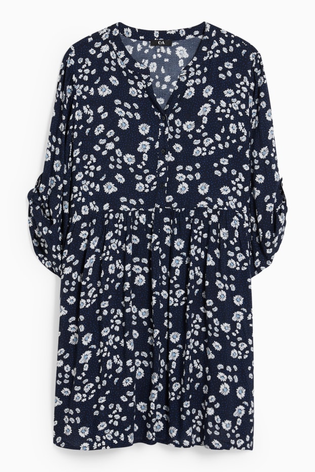 Damen - Bluse - geblümt - dunkelblau